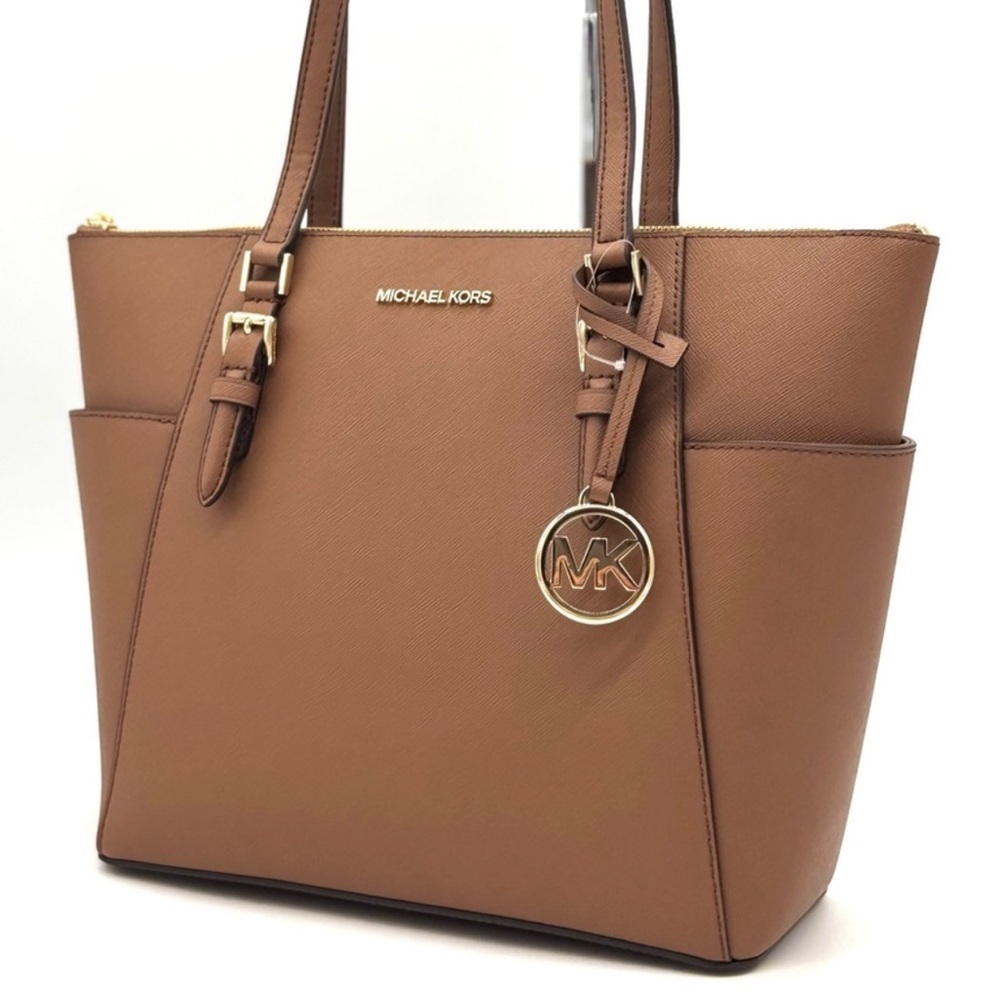 Michael Kors Large Charlotte Tote Bag Luggage Brown (NWT)
